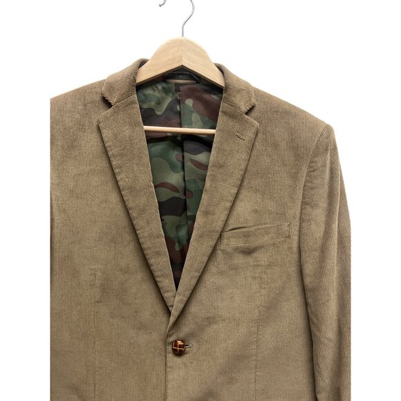 Lauren Ralph Lauren Tan Corduroy Blazer with Camo Lining & Elbow Patch - Picture 3 of 8